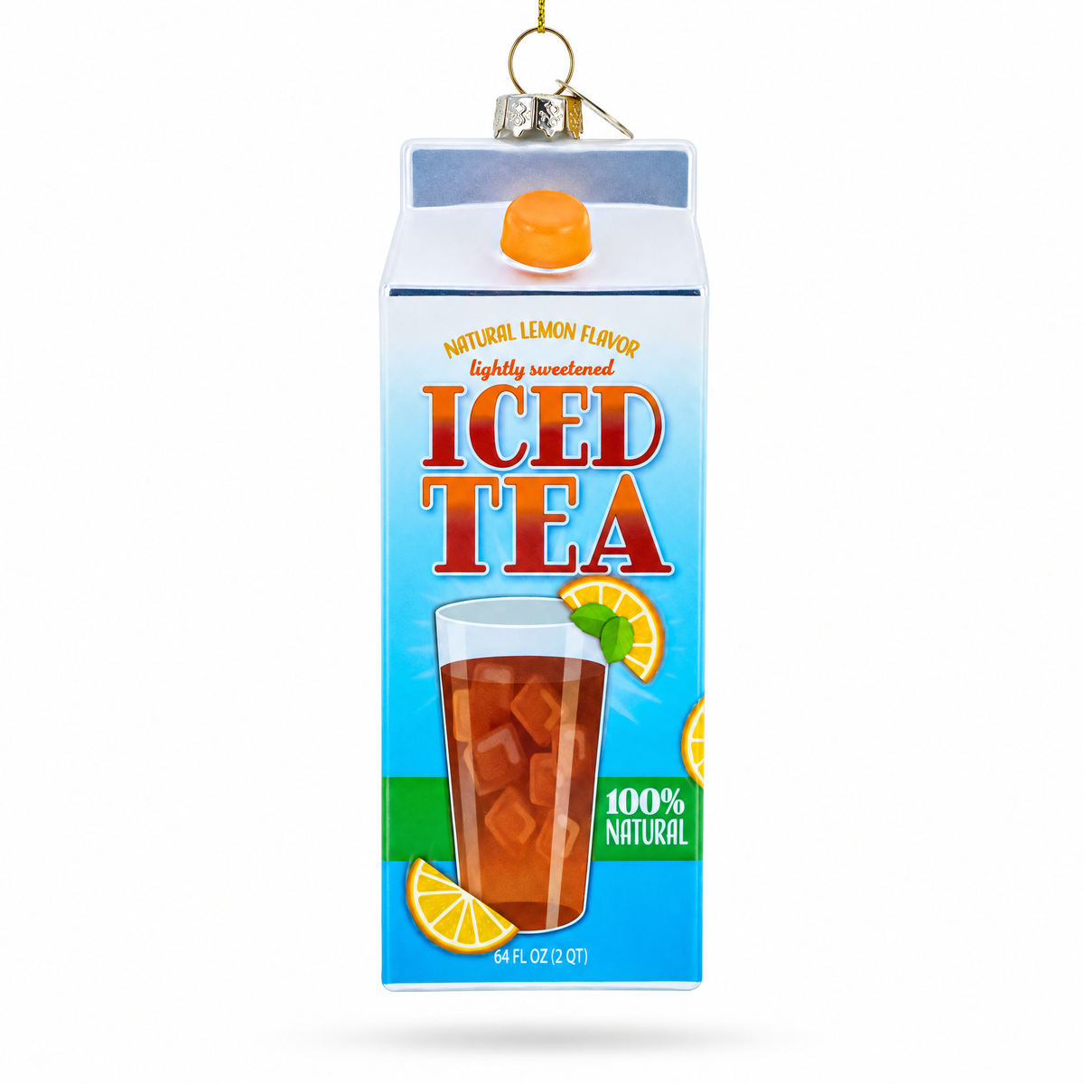 Iced Tea Carton Glass Christmas Ornament