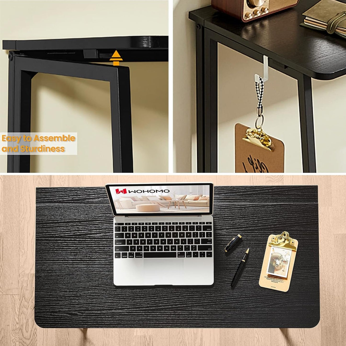 31.5 Inch Folding Computer Desk Black Space Saving