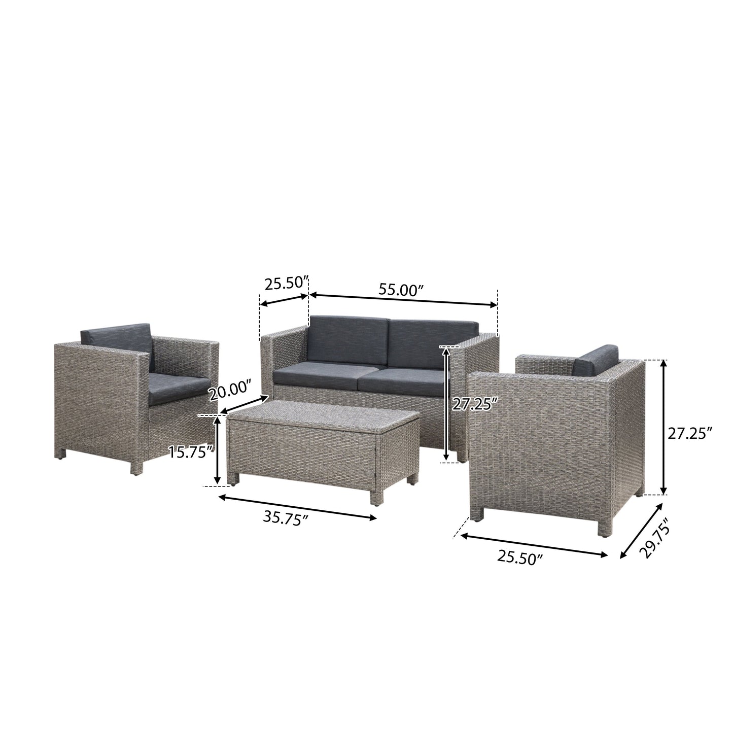 Puerta 4-Piece Outdoor Wicker Sofa Set