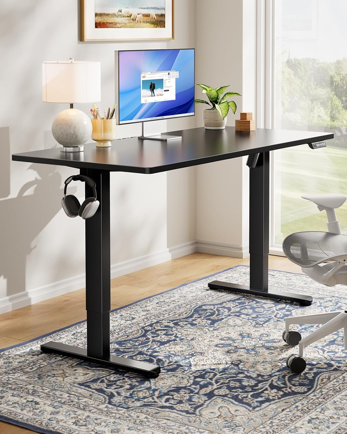 Electric Standing Desk 48x24 Inch Adjustable Height 4 Memory Settings Black