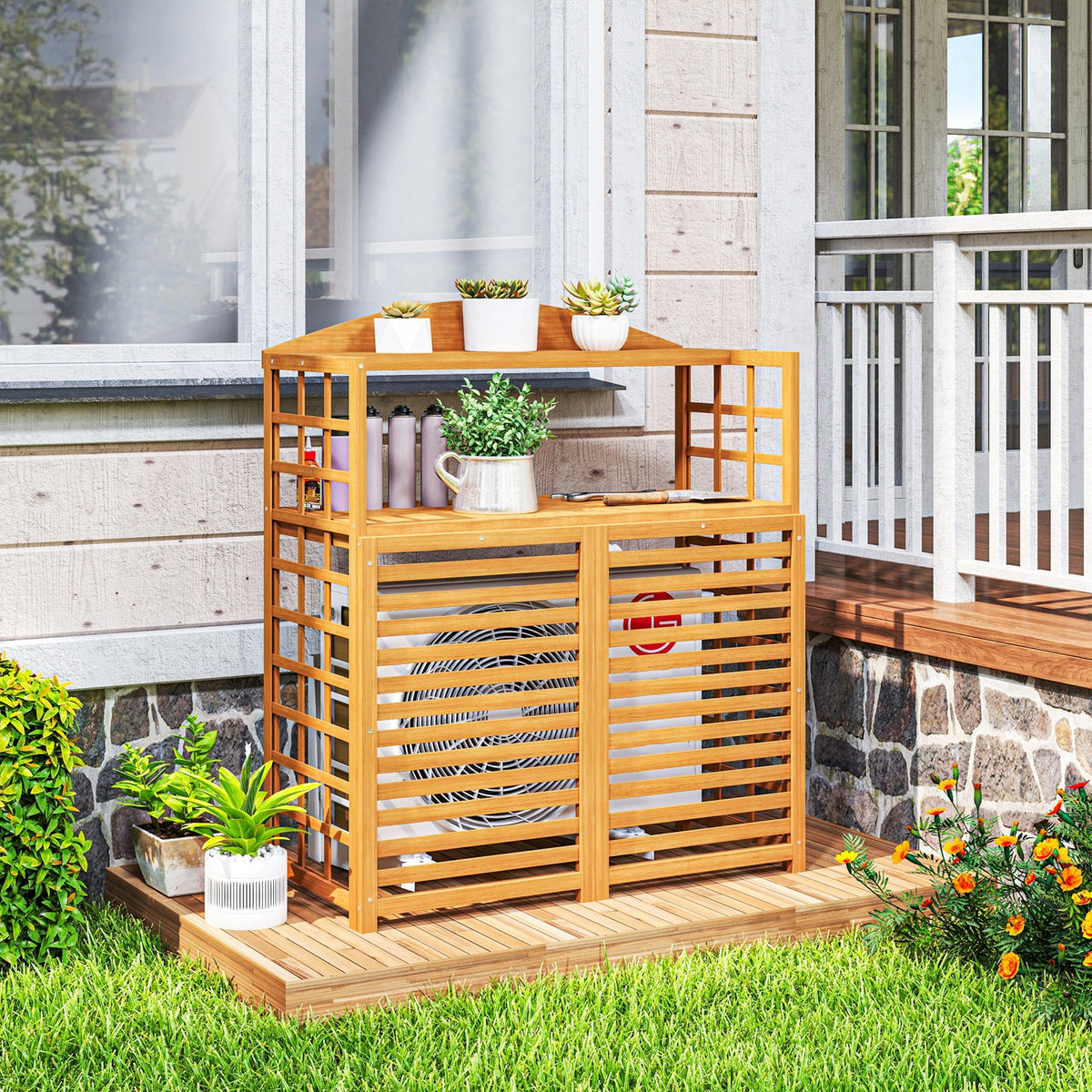 Outsunny Wood Air Conditioner Fence