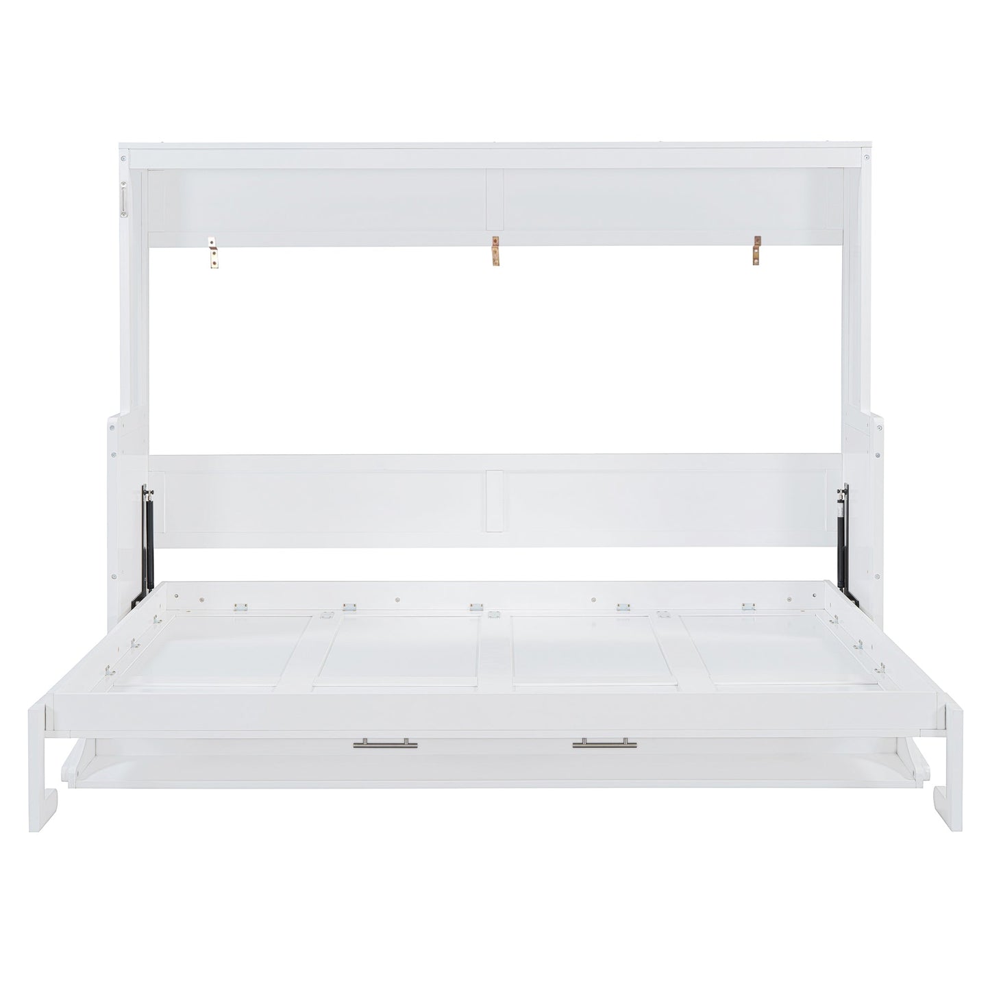 Queen Size Murphy Bed with Hydraulic Lift & Desk Design, White(OLD SKU: N820S00033K)