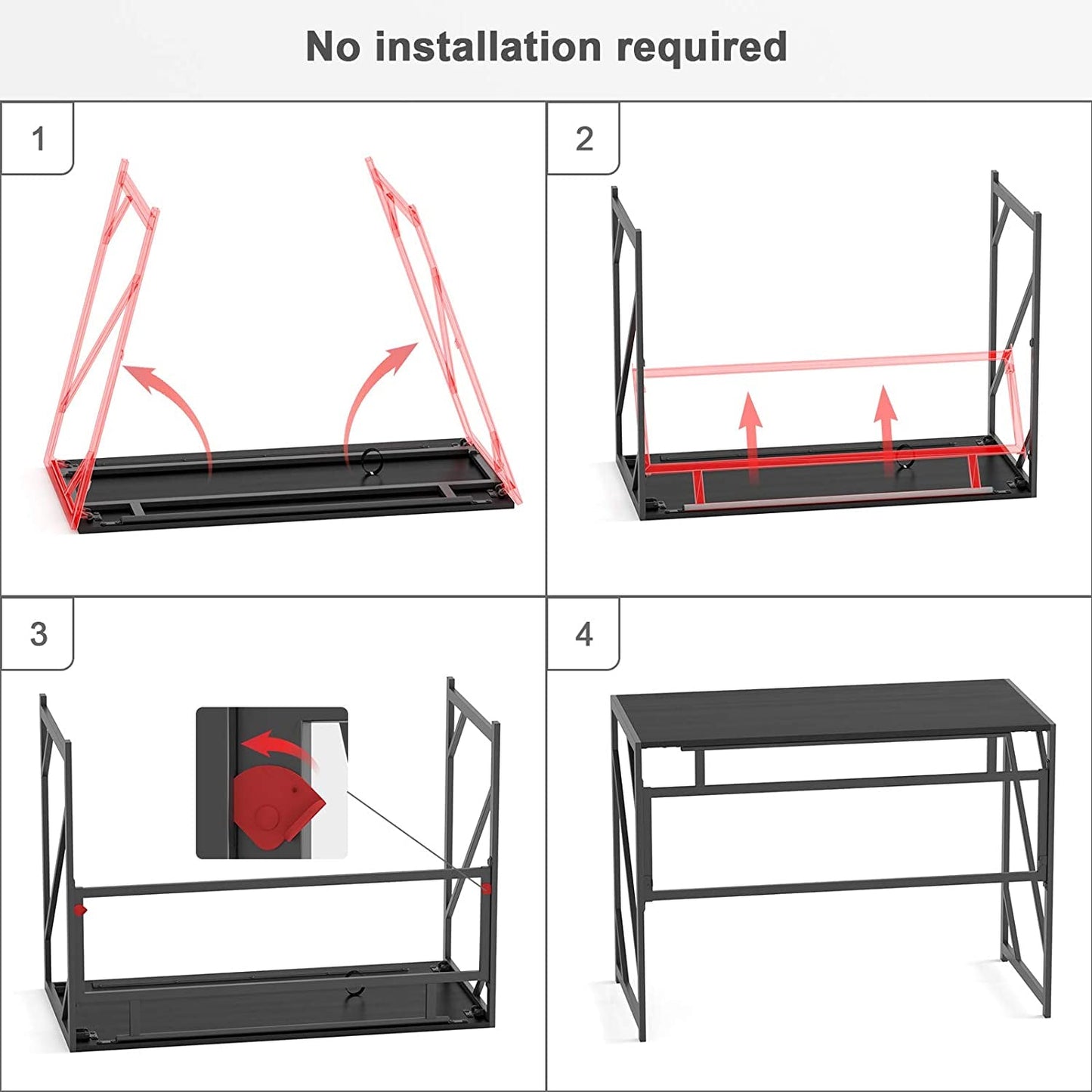 No Assembly Folding Desk for Small Spaces Home Office