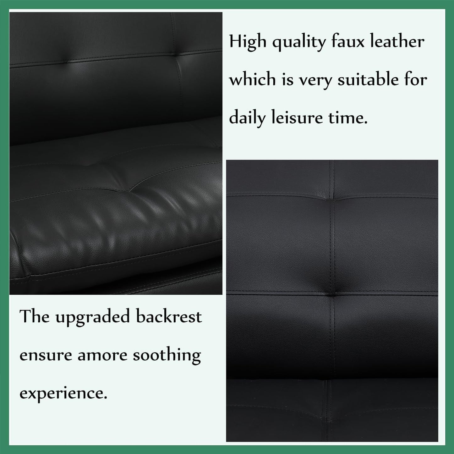 Leather Sofa Set 3 Piece With Loveseat And Armchair For Living Room Black