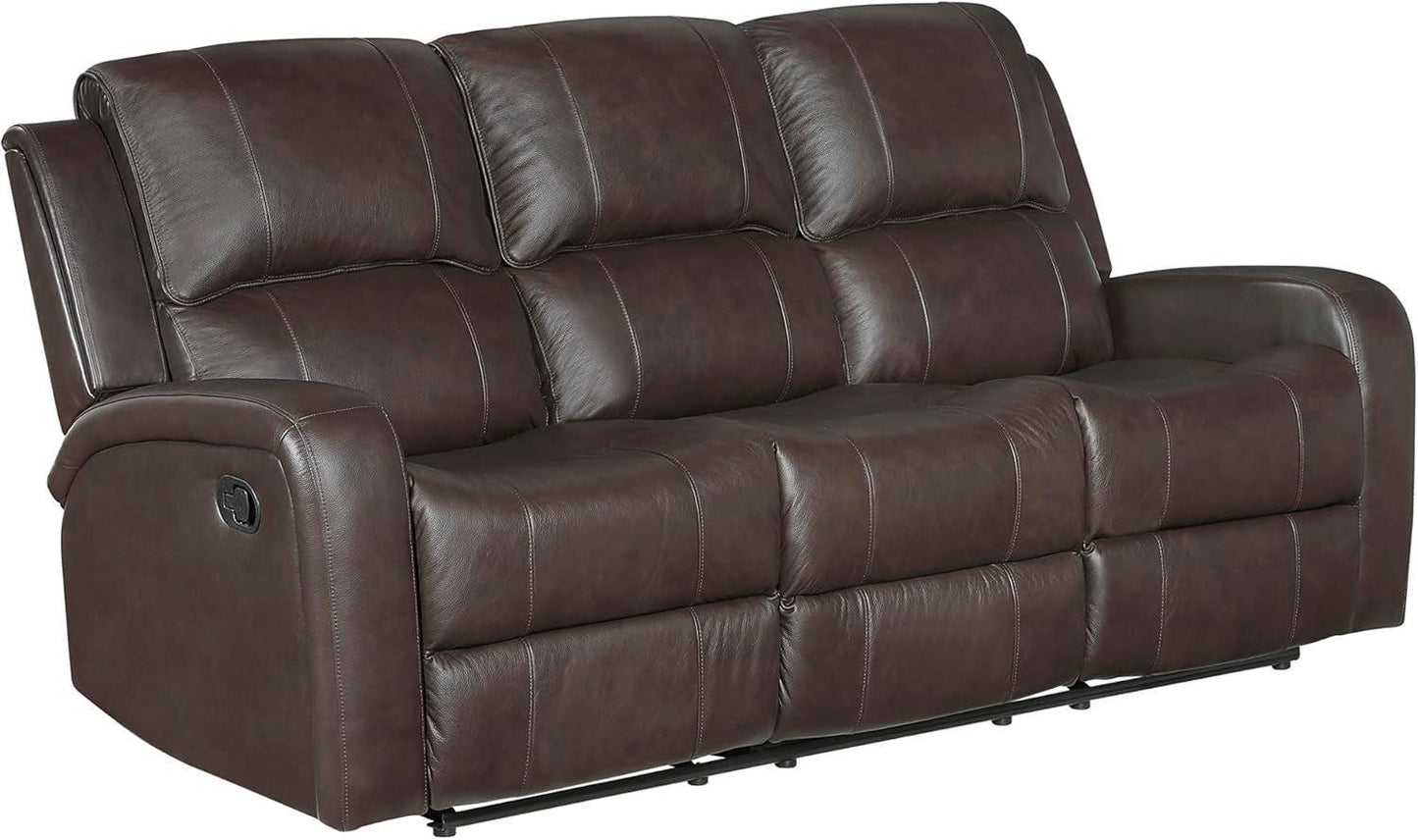 Manual Double Recliner Sofa Brown Leather Match Wall Hugger