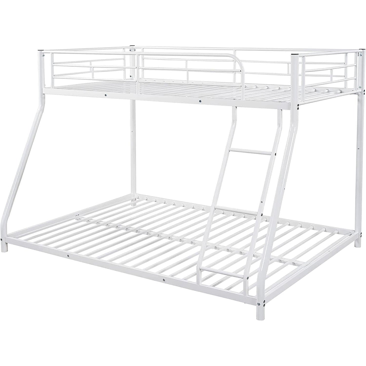 Twin Over Full Metal Bunk Bed With Flat Ladder Guard Rail