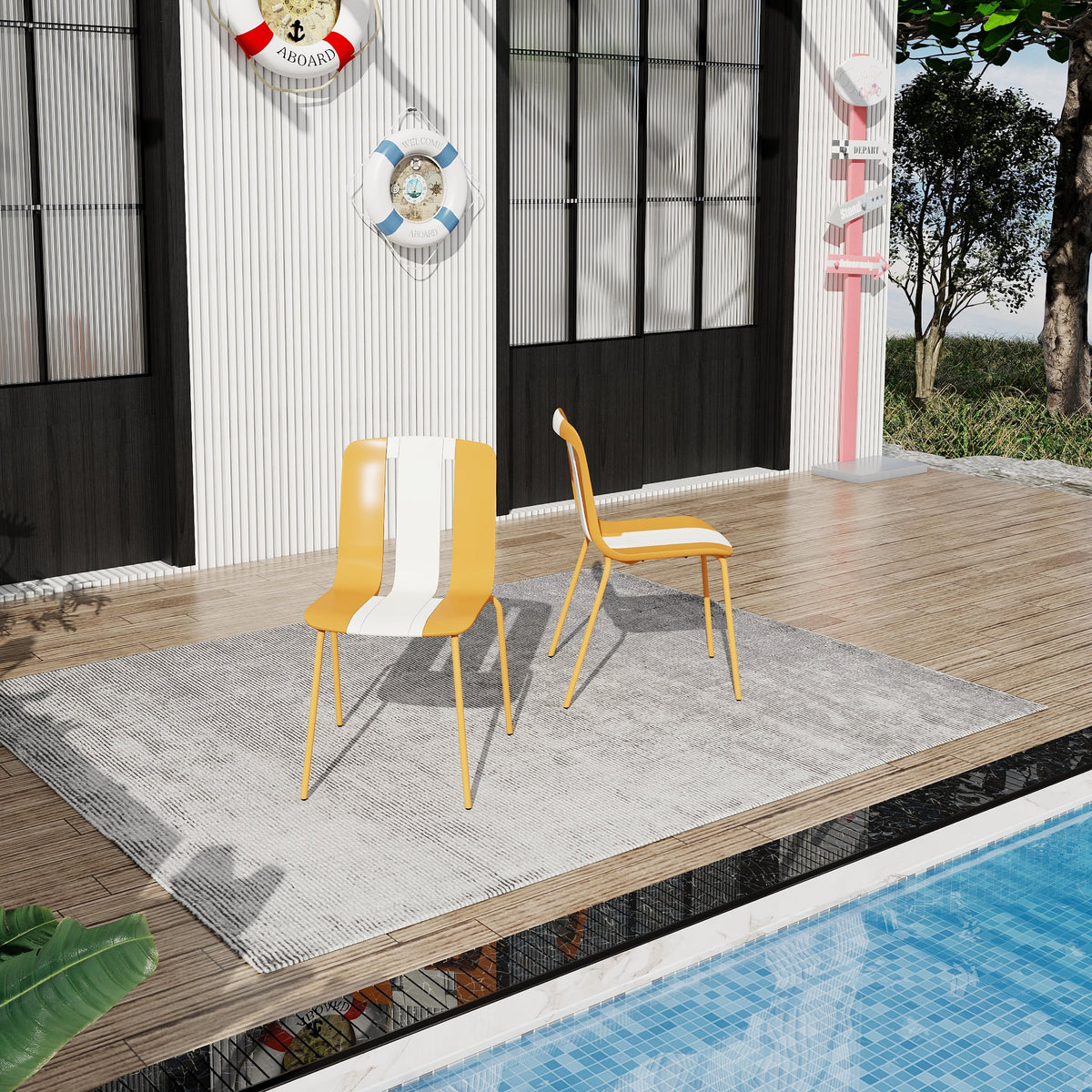 Summer - 4-Pack Modern Striped Color Block Chairs