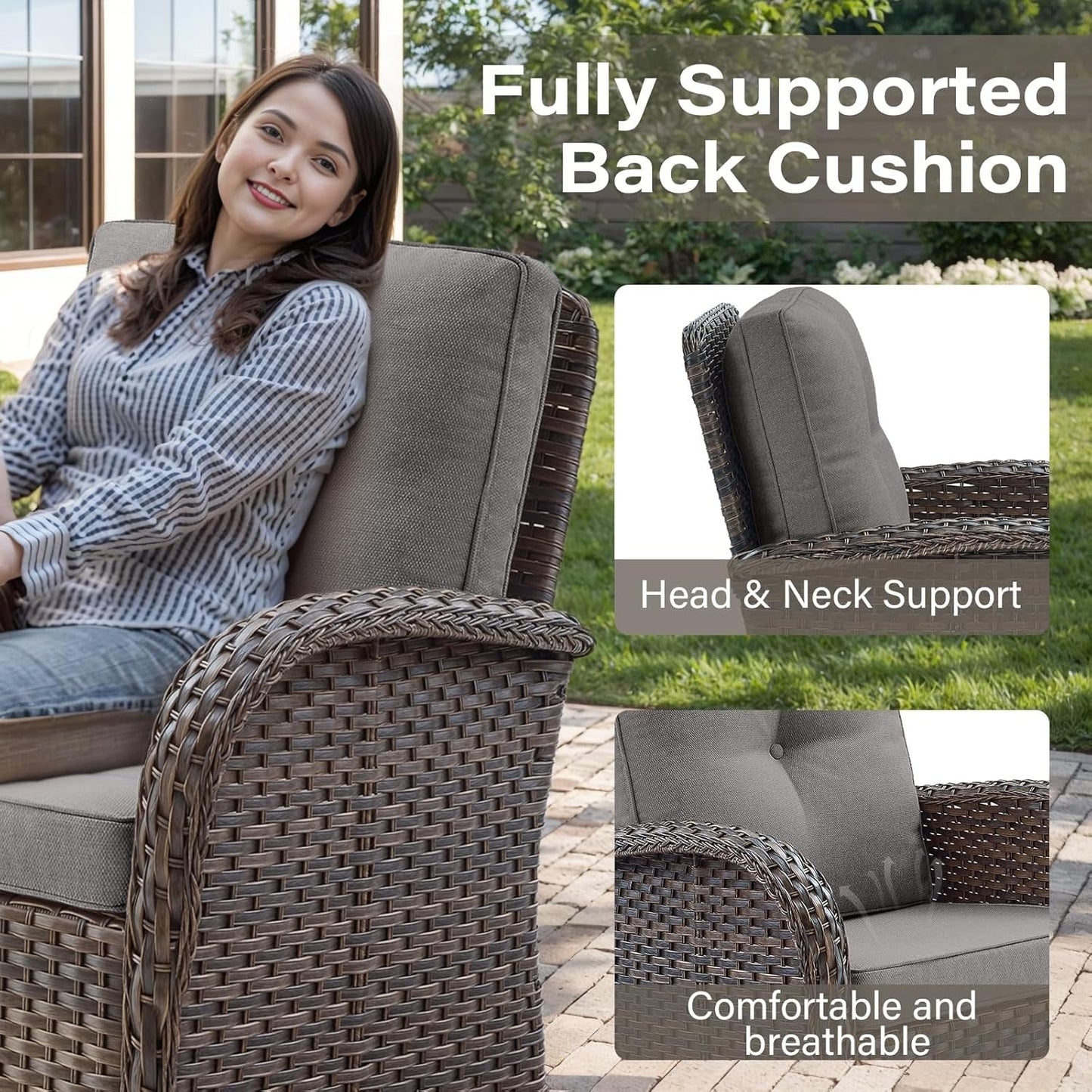 6 Piece Outdoor Patio Conversation Set Brown Wicker