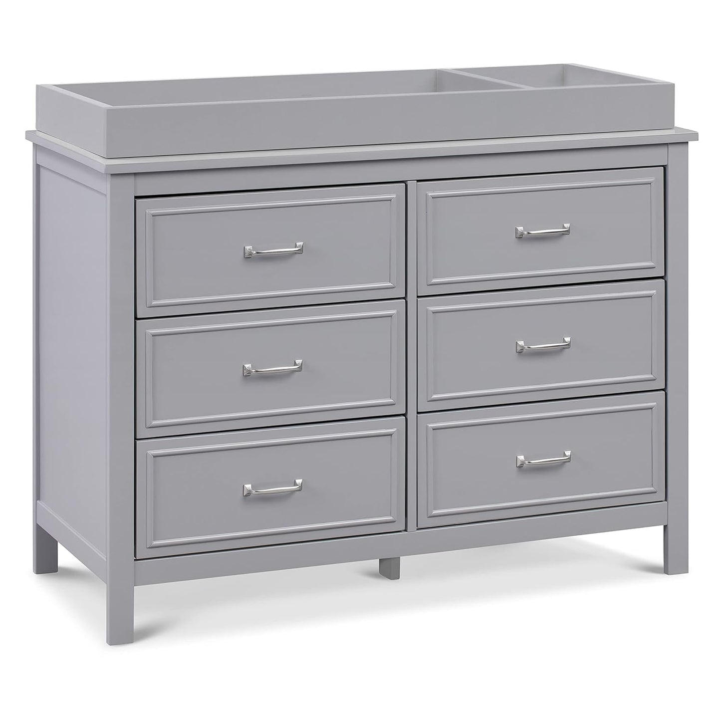 Charlie 6 Drawer Double Dresser Grey For Nursery And Kids Bedroom Storage