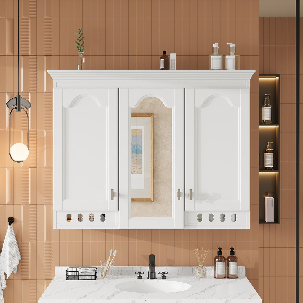 35 Inch Wall-Mount All-in-One Mirror Cabinet