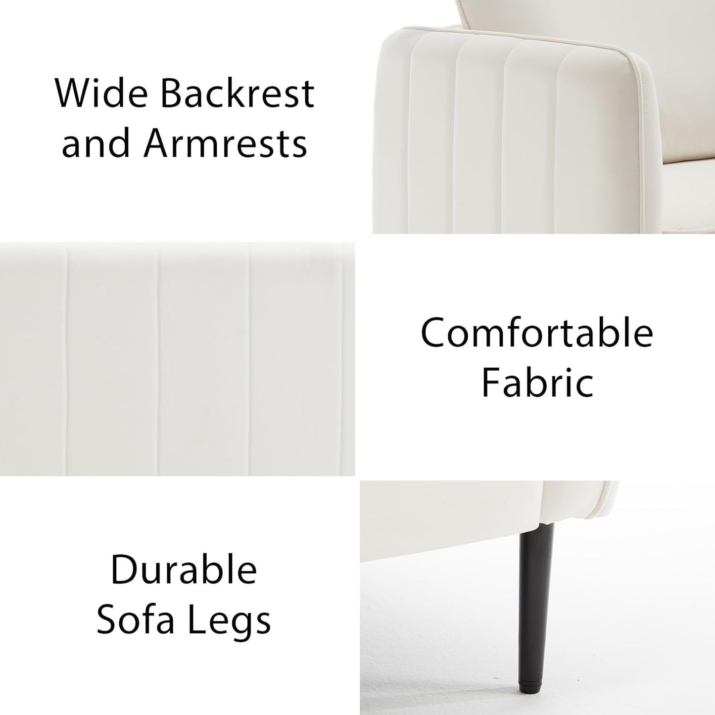 Soft Modern Velvet Accent Chair With Square Arm Beige