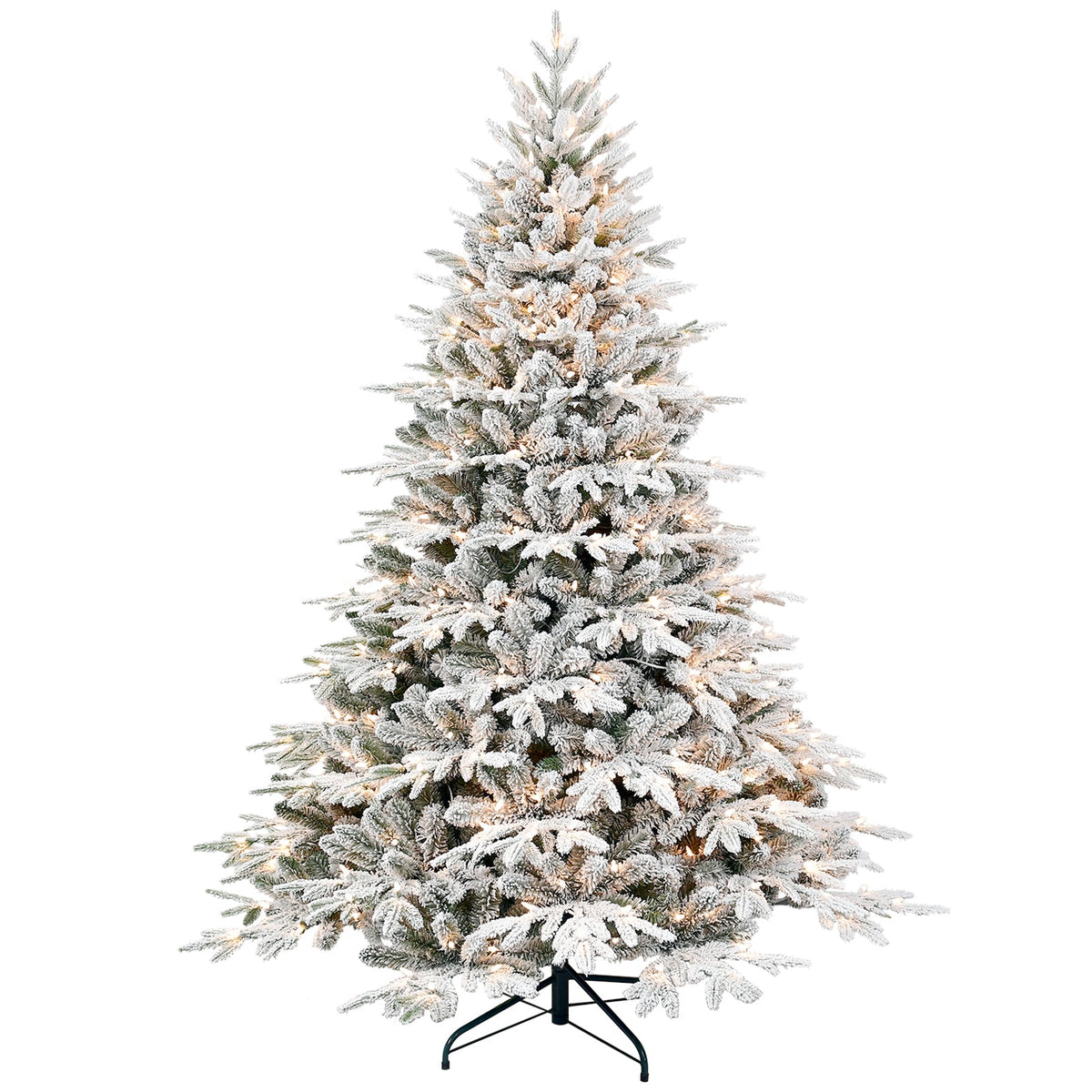 7.5ft Pre-Lit Flocked Artificial Christmas Tree with 650 Warm Lights