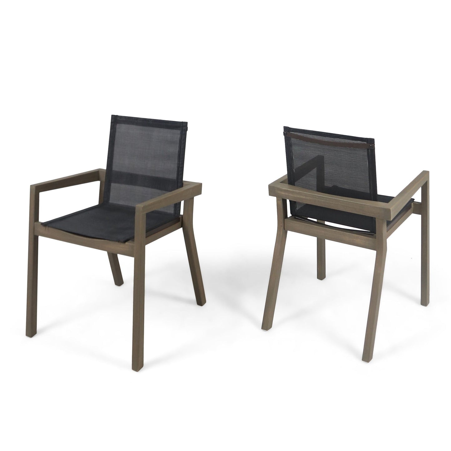 Belfast Dining Chair With Acacia Wood Frame And Mesh Seating (Set of 2)