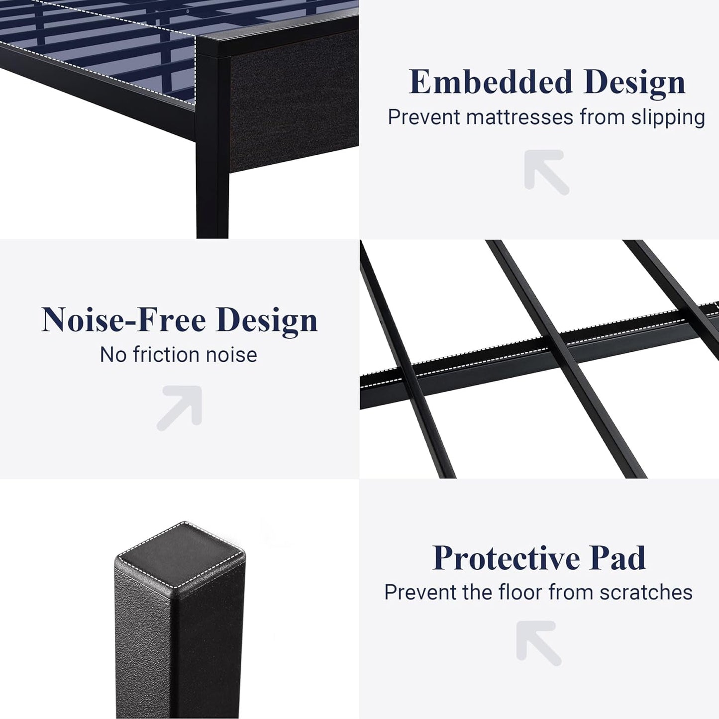 Queen Platform Bed Frame With Wooden Headboard And Footboard Black Oak