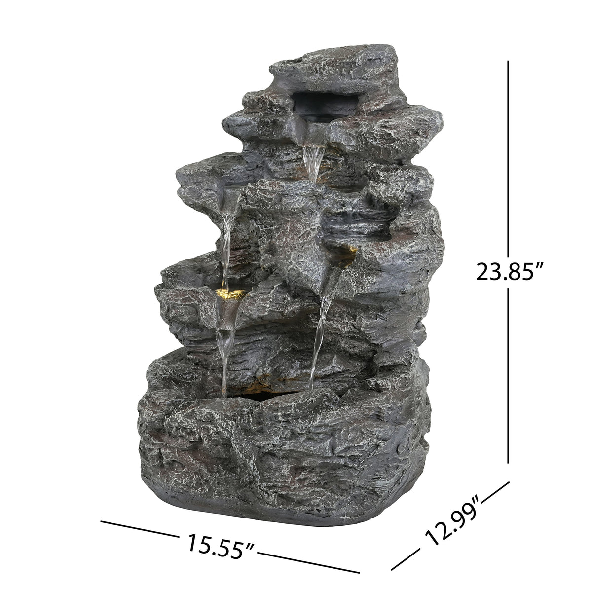5-Tiered Concrete Tall Slim Fountain, 23.85"H