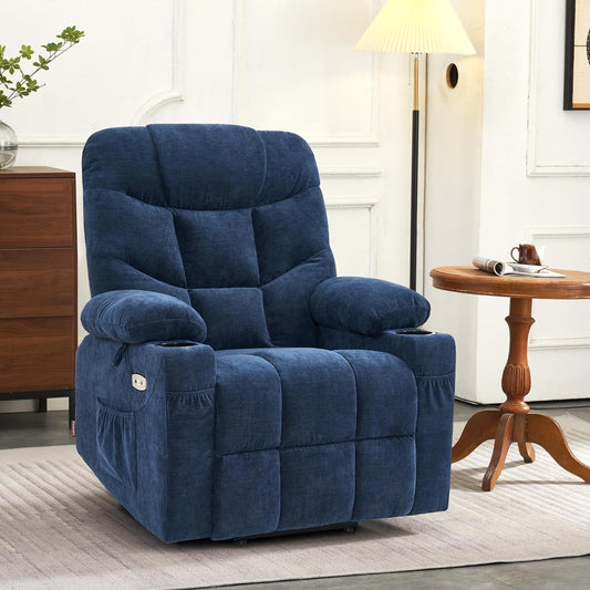 Power Lift Recliner Chair Navy Blue With Extended Footrest