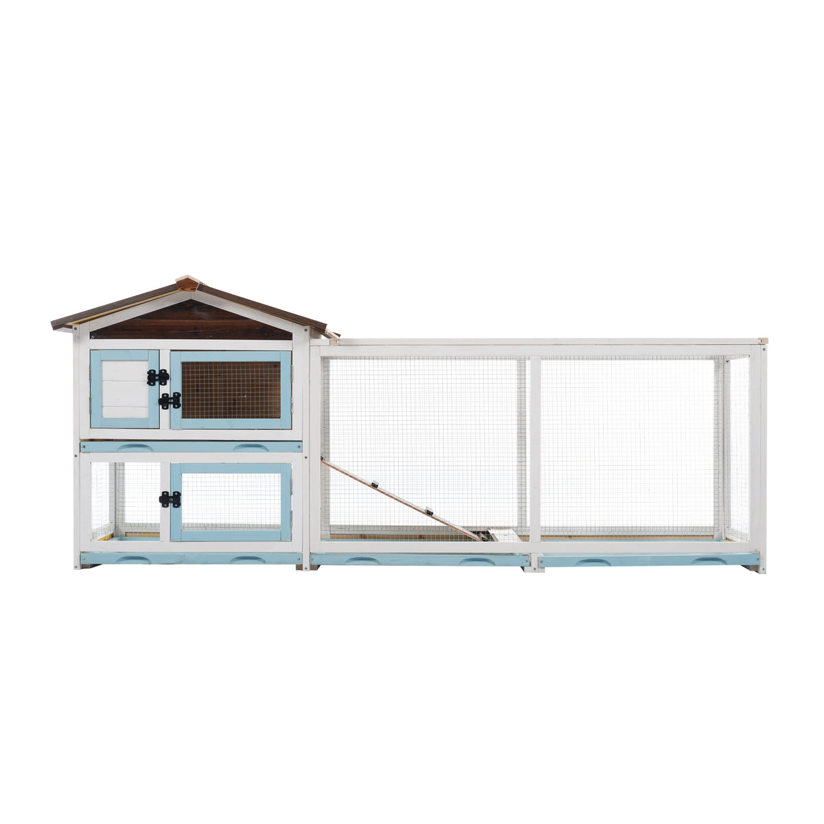 Outdoor Multi-Level Fir Wood Small Animal Rabbit Hutch with Removable Cleaning Trays