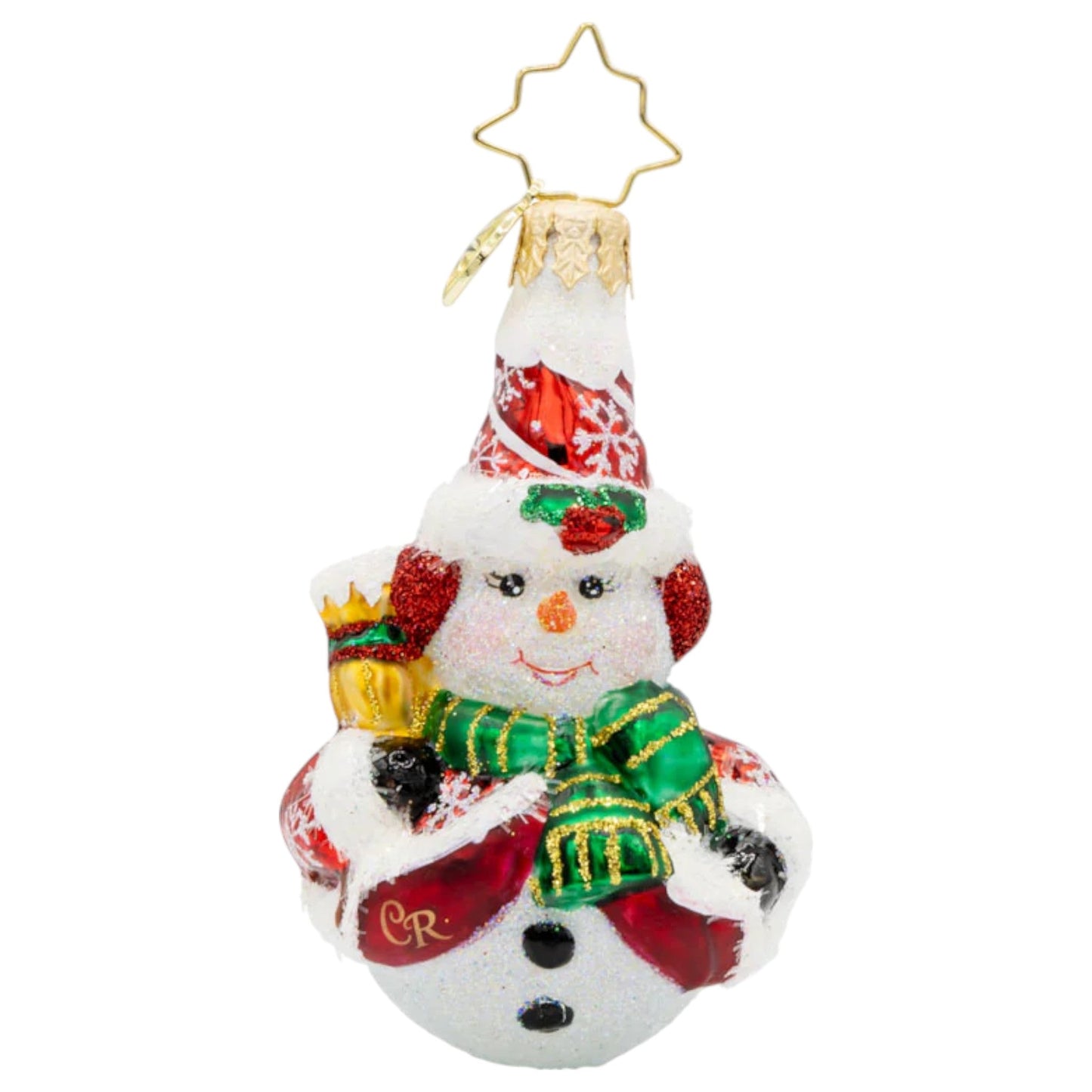Christopher Radko Little Gem Glass Ornament - Swept Up Snowman Gem