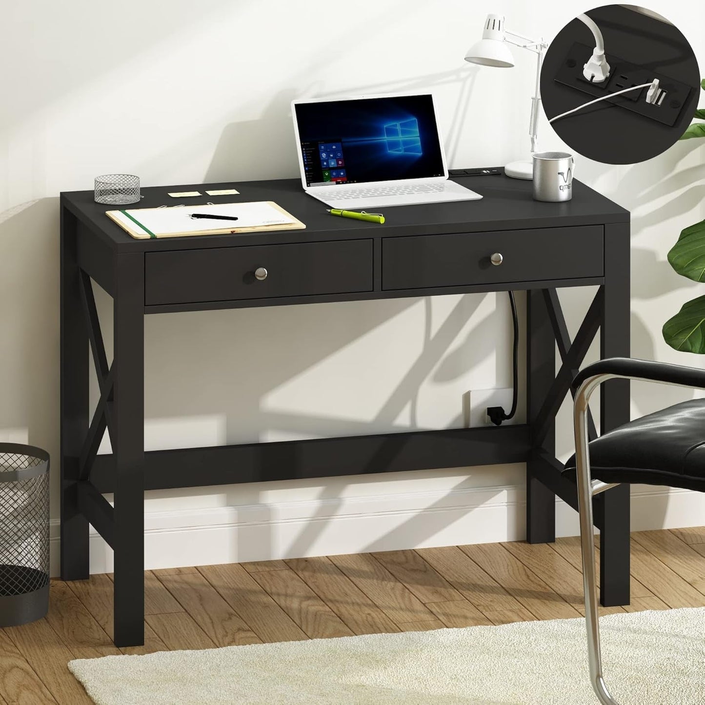 39 Inch Computer Desk With USB Ports For Home Office