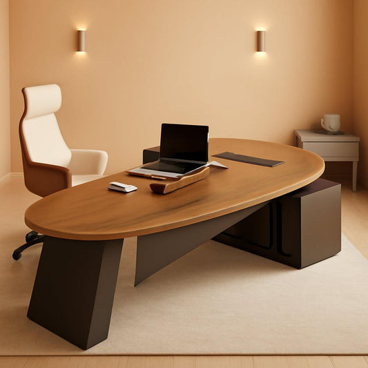 L Shaped Desk With Solid Wood 80 Inch Executive Work space Desk