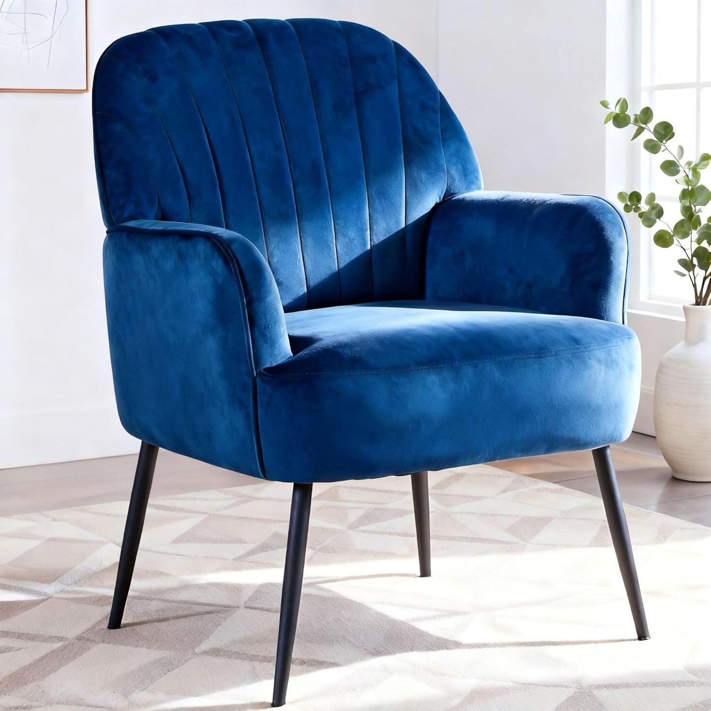 Velvet Accent Chair - Modern Upholstered Living Room Chair
