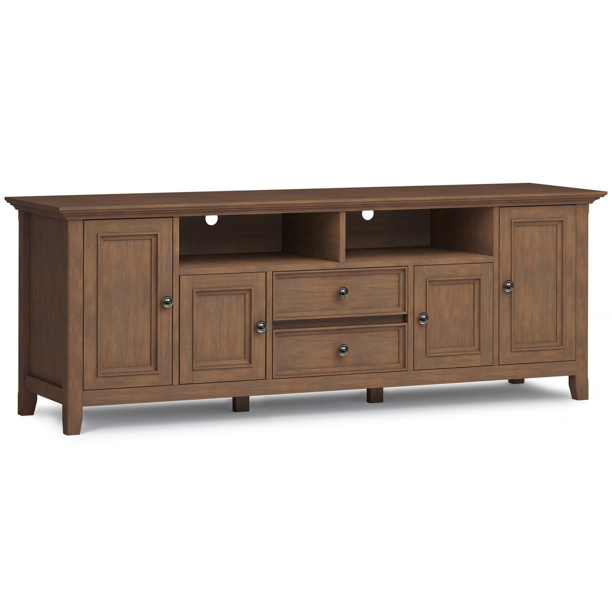 Amherst 72 inch Solid Wood TV Media Stand in Rustic Natural Aged Brown