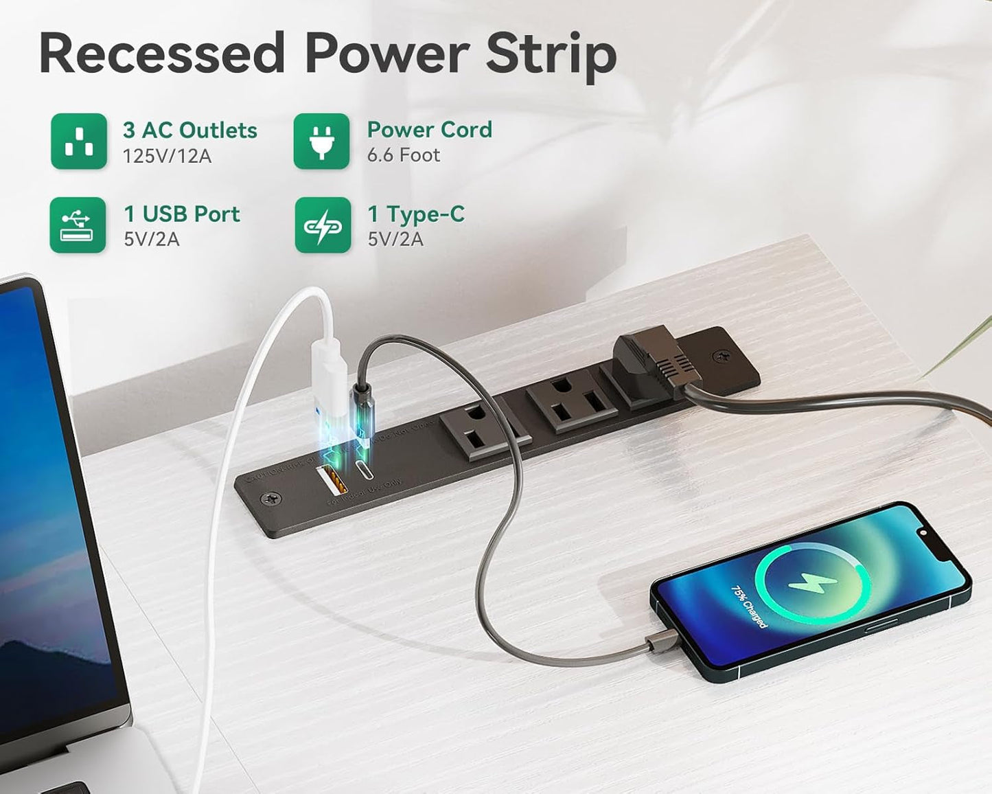 51 Inch Computer Desk With USB Outlets For Home Office