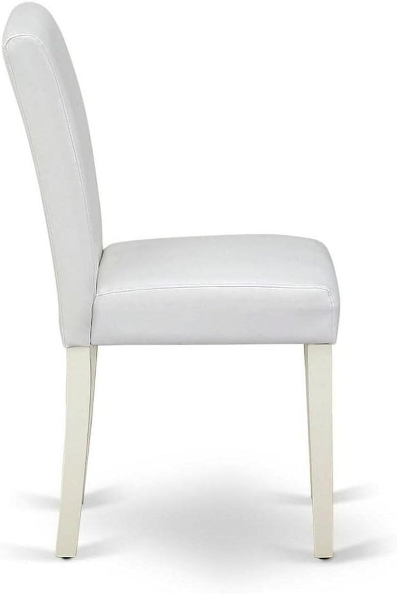 Parson Dining Chairs White Faux Leather Upholstered Pair