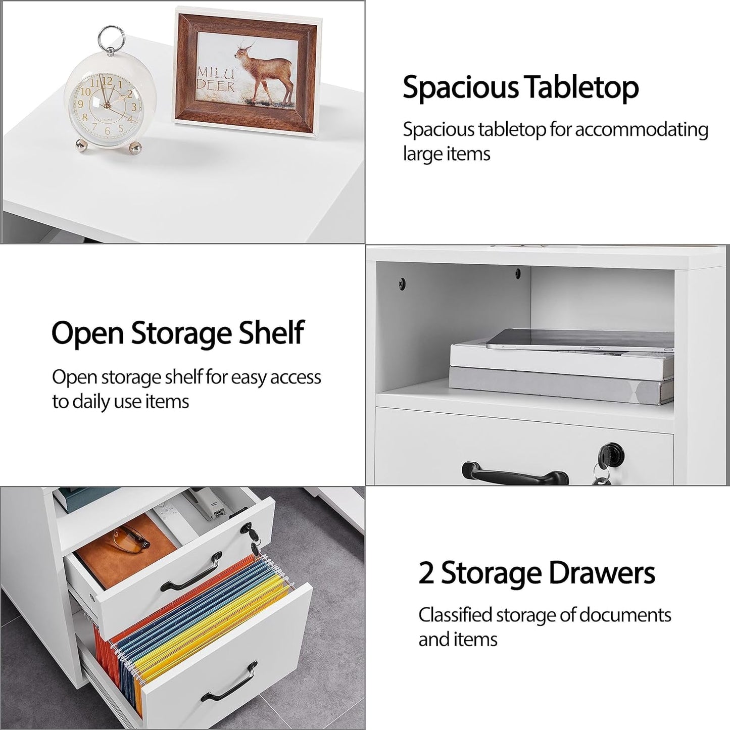 White Vertical File Cabinet With Locking Top Drawer