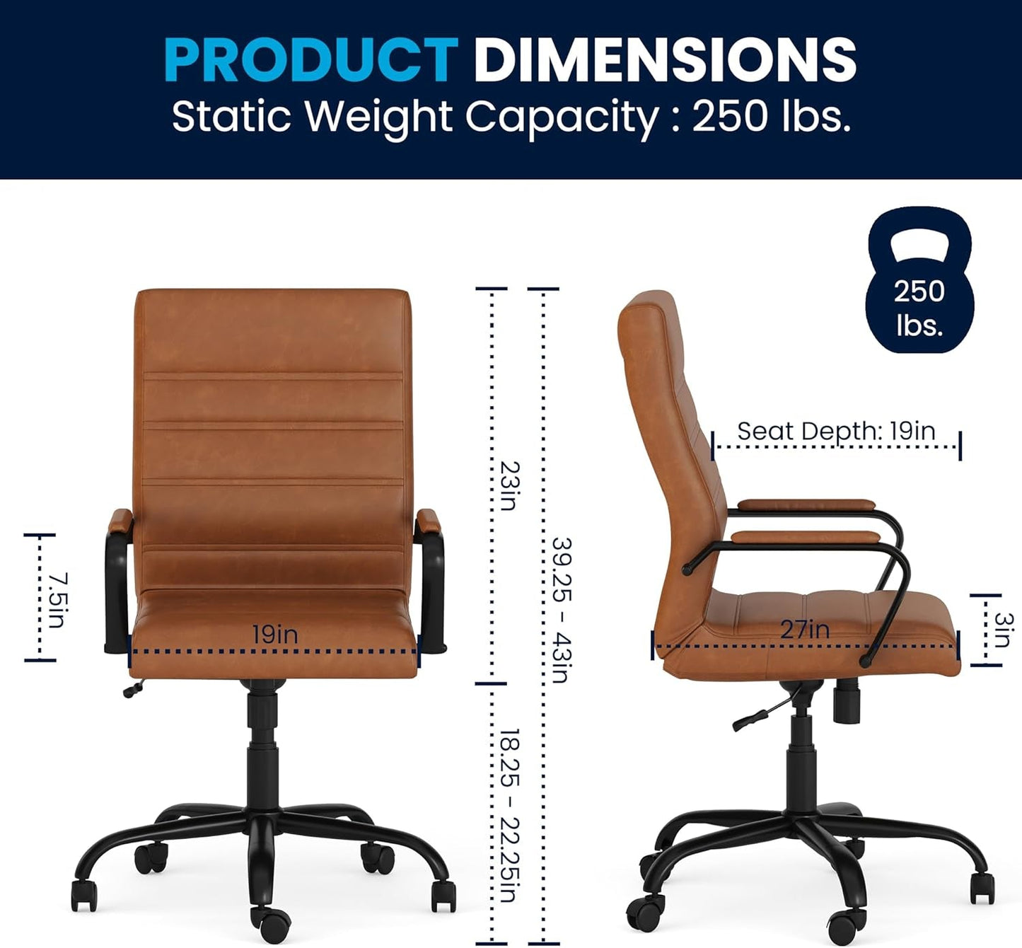 Whitney High Back Leathersoft Desk Chair Adjustable Height