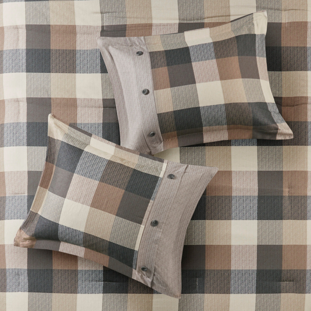 7 Piece Herringbone Comforter Set Neutral Cal King