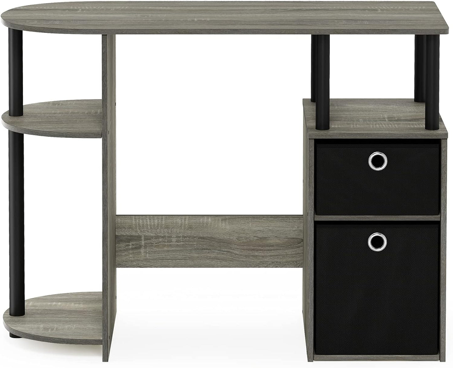 Jaya Simplistic Computer Desk CPU Shelf Oak Grey Black