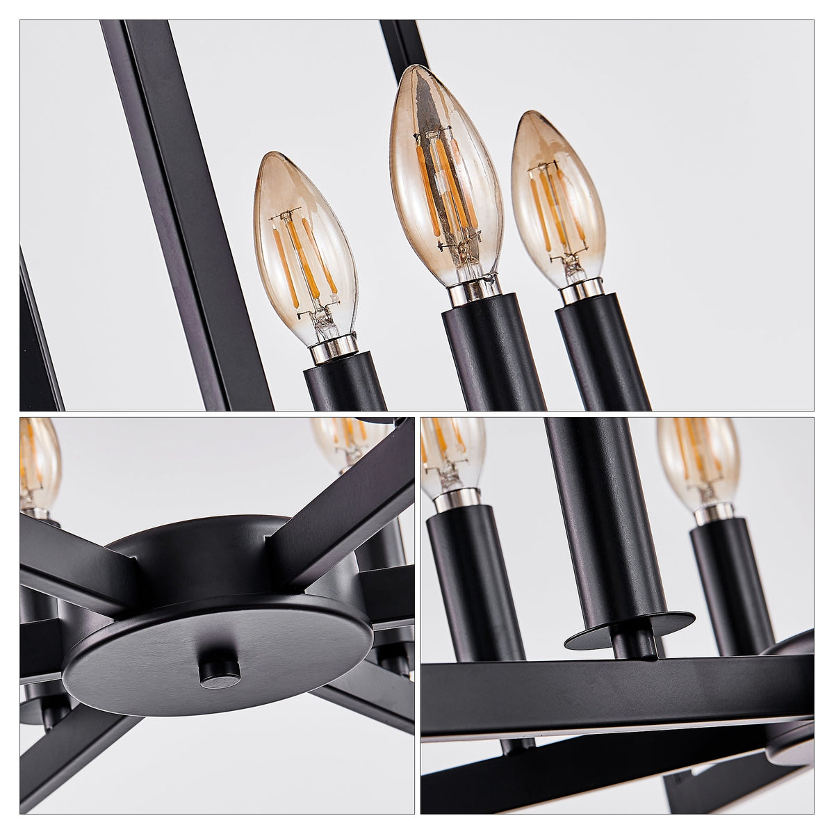 22" Modern Black Geometric Chandelier