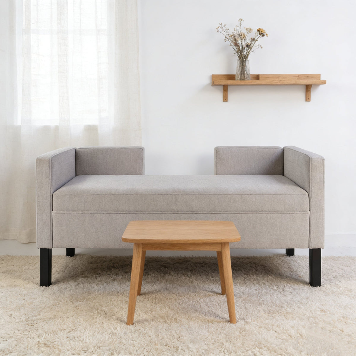 50" Ottoman with 2 Bolster Pillows & Wood Legs