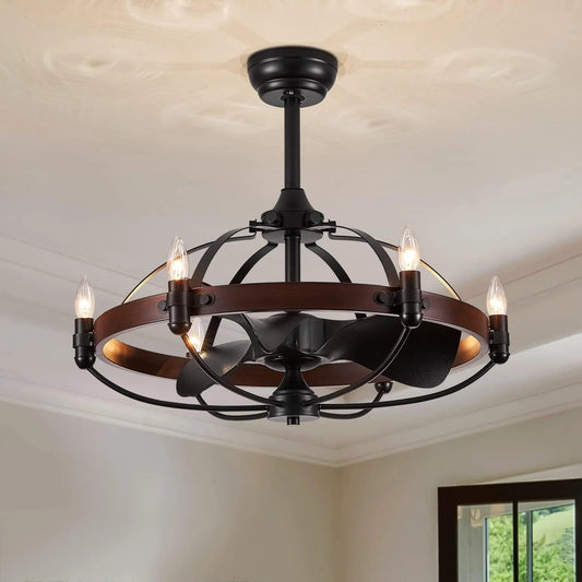 Farmhouse Caged Ceiling Fan Light Fixture