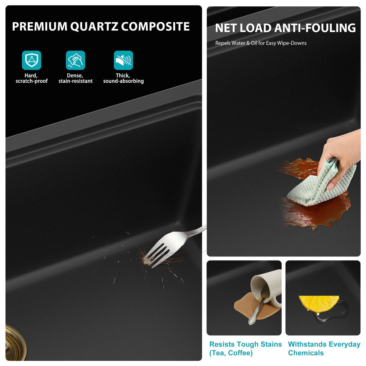 Quartz Kitchen Sink - 33" x 19" x 9.65"