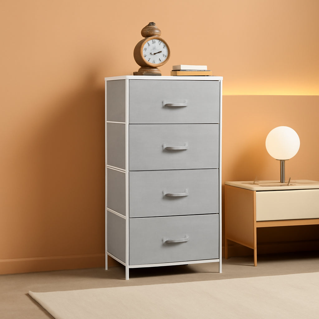 4 Drawer Fabric Dresser Storage Tower With Steel Frame