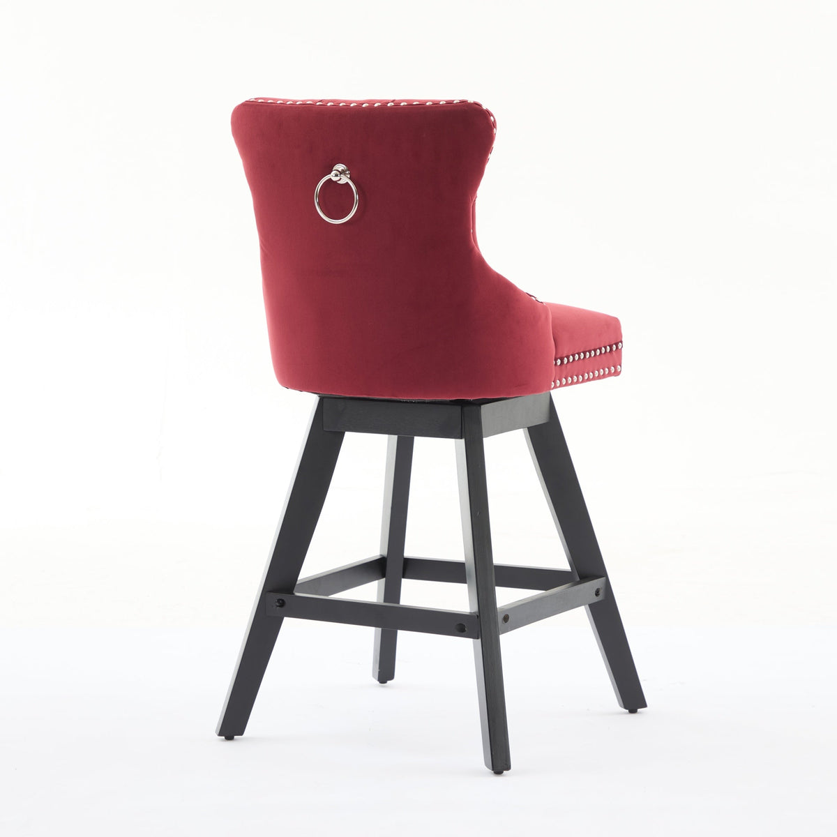 Swivel Velvet Barstools with Button Tufted Decoration
