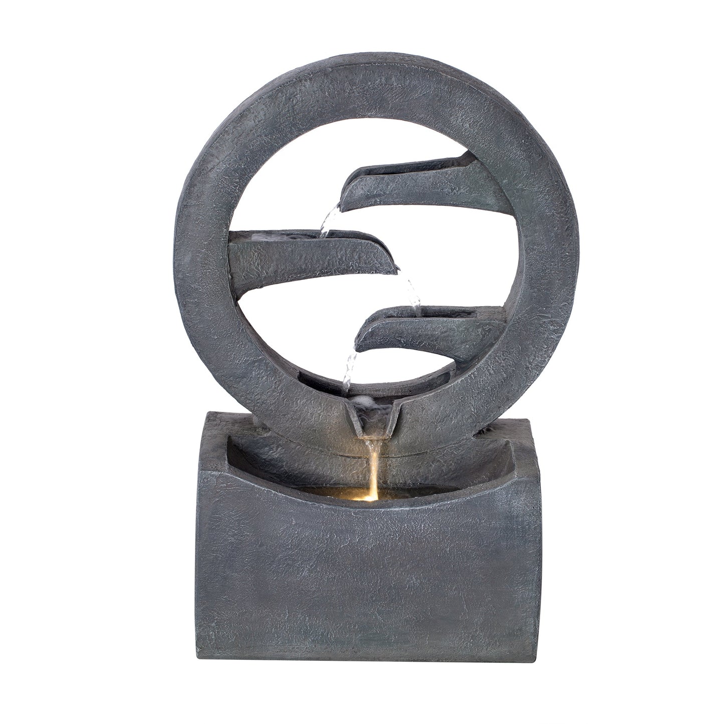 26.77"H Modern Circular Outdoor Fountain with LED Light