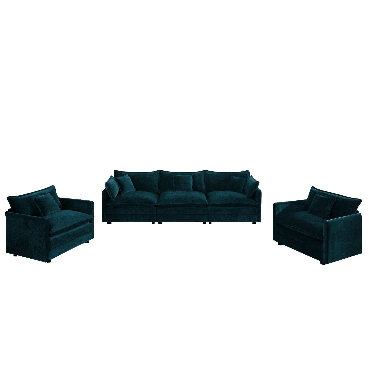 Sofa Set of 3 - Modern Living Room Sofa Set with Accent Chairs