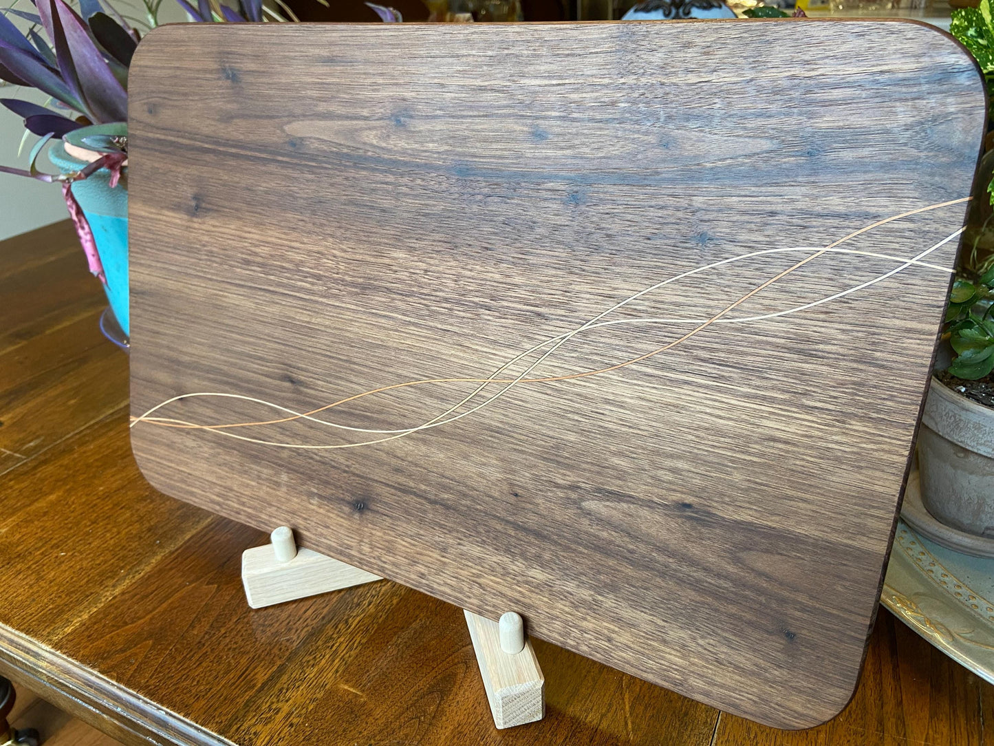 Walnut Charcuterie Board - Cherry & Maple Decorative Banding