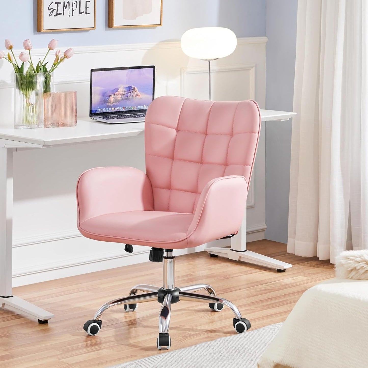 Pink Ergonomic Office Chair With Adjustable Height