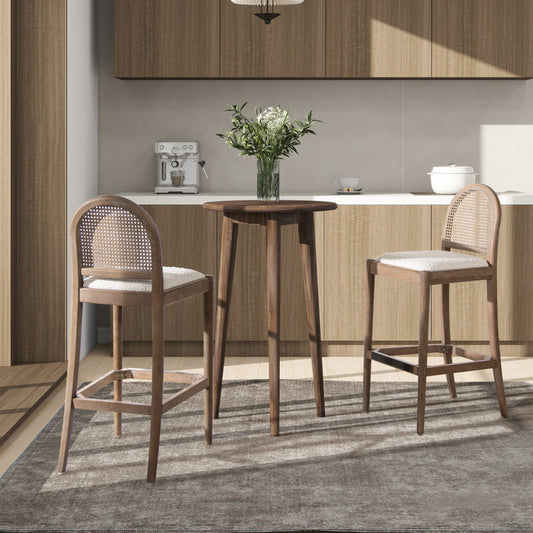 Panama 30.5" Curved Back Cane Rattan Bar Stool, Set of 2