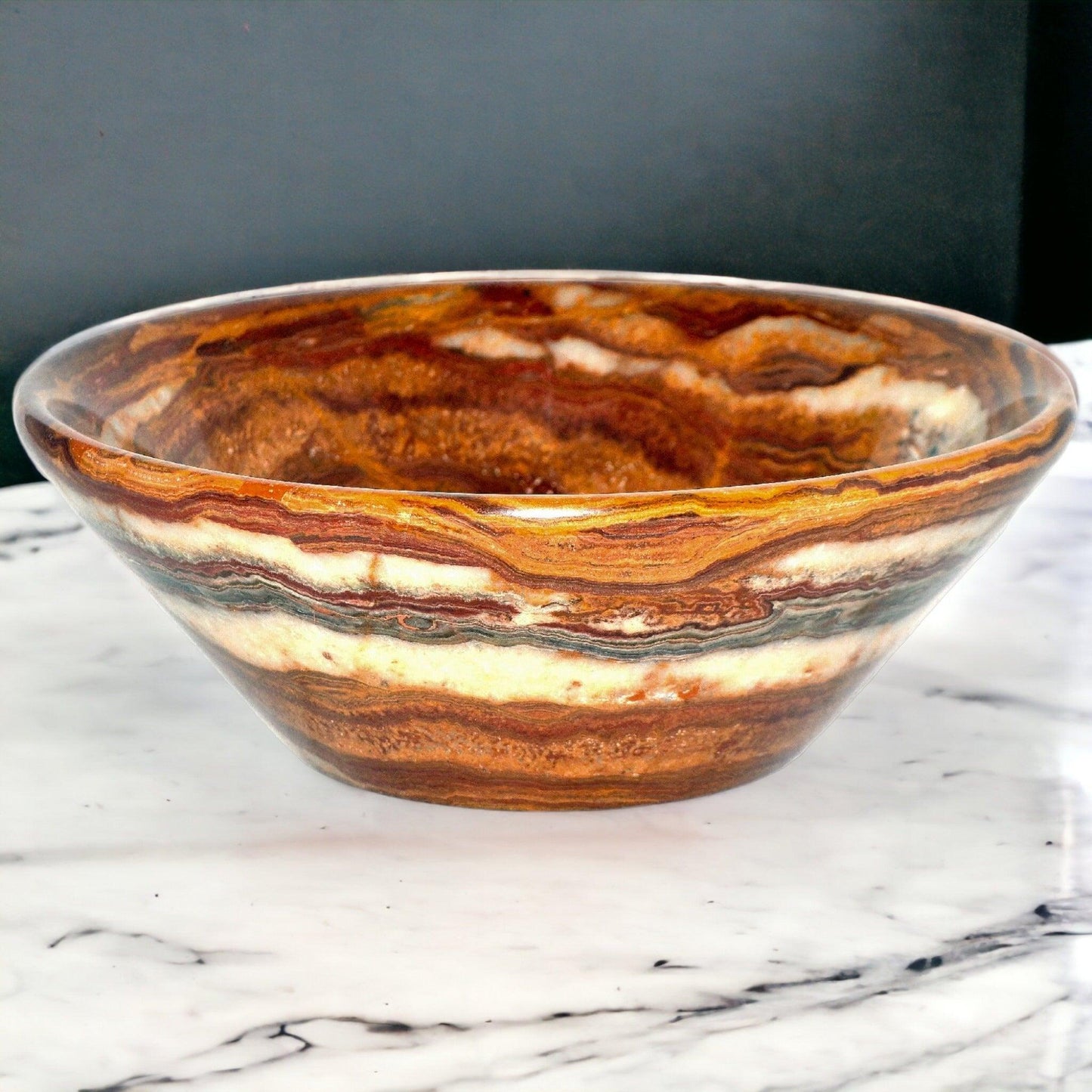 Decorative Bowl of Multi Brown Onyx - 9 inch Bowl