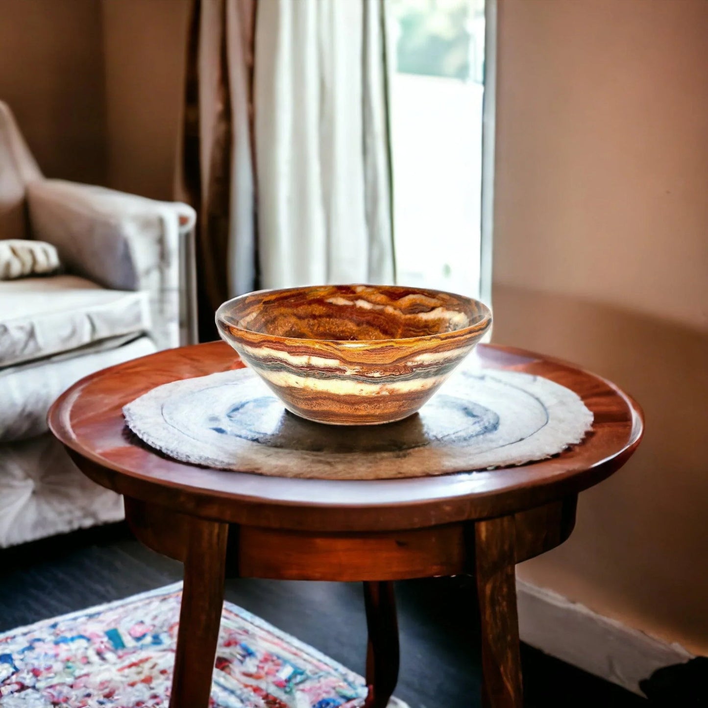 Decorative Bowl of Multi Brown Onyx - 9 inch Bowl