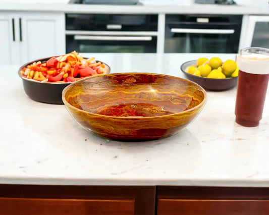 Decorative Fruit Bowl of Multi Brown Onyx