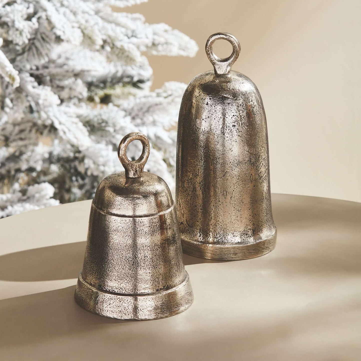 Decorative Functional Bells with Antique Silver Finish (Set of 2)