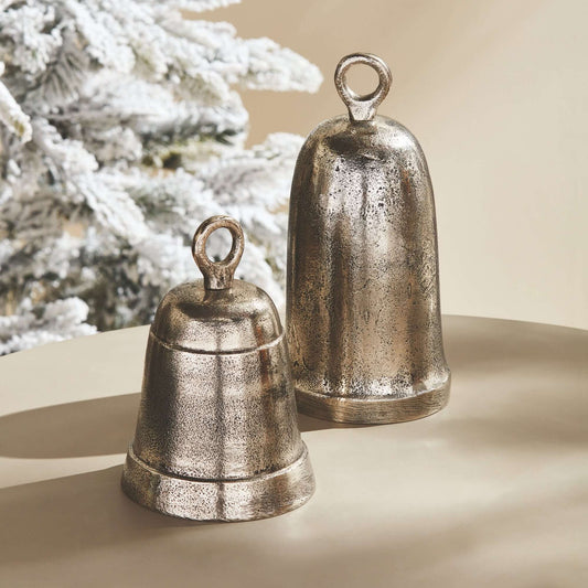 Decorative Functional Bells with Antique Silver Finish (Set of 2)