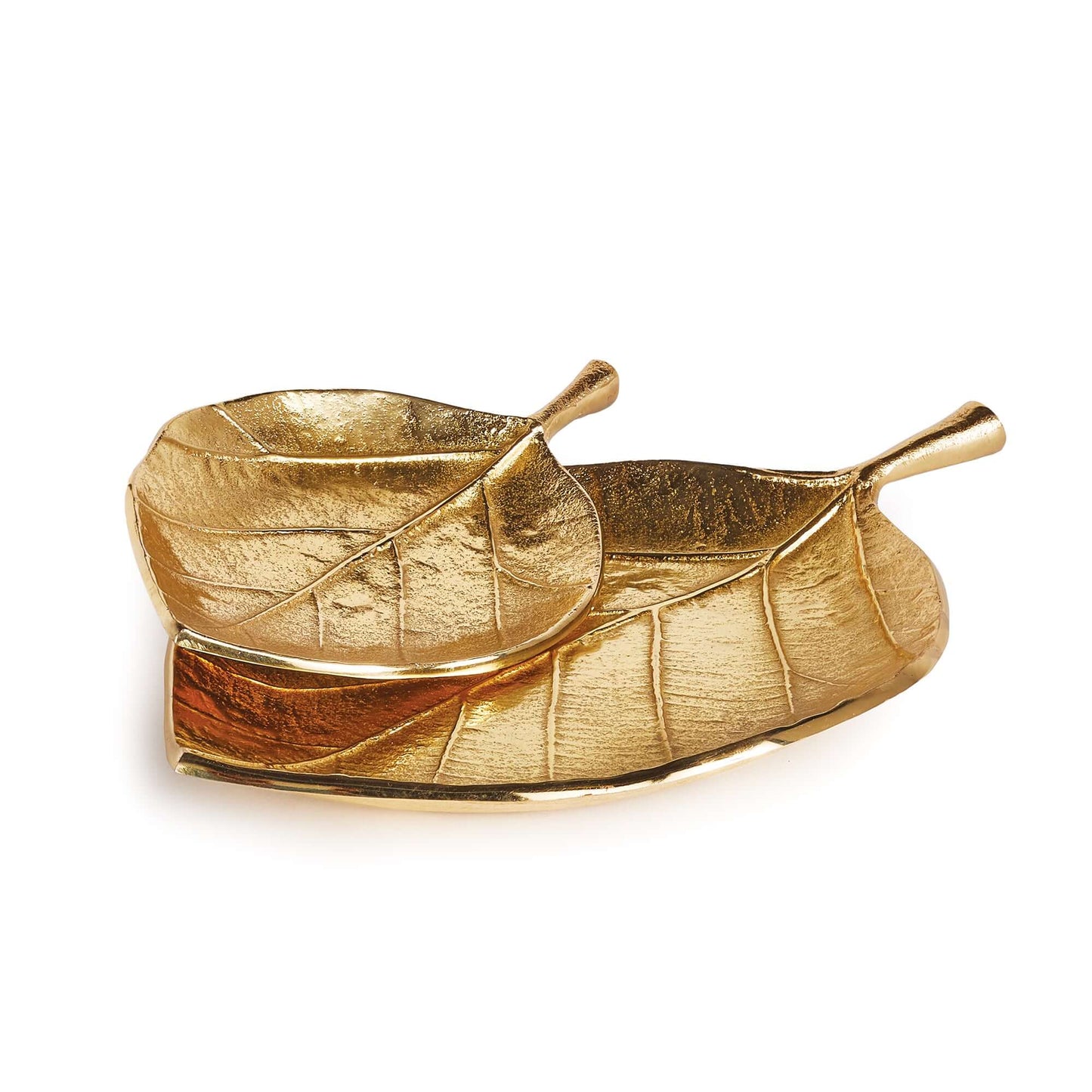 Decorative Gold Leaf-Shaped Trays (Set of 2)