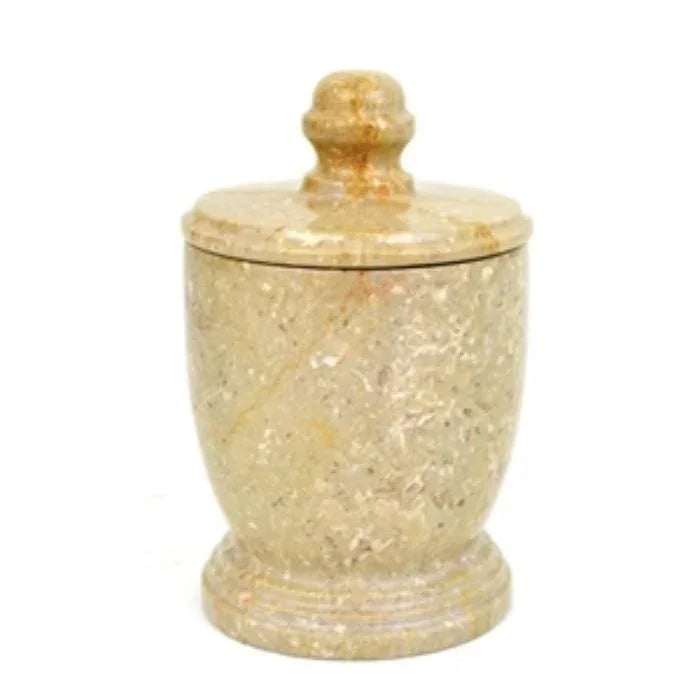 Decorative Jar |Cotton Balls Holder of Sahara Beige Marble